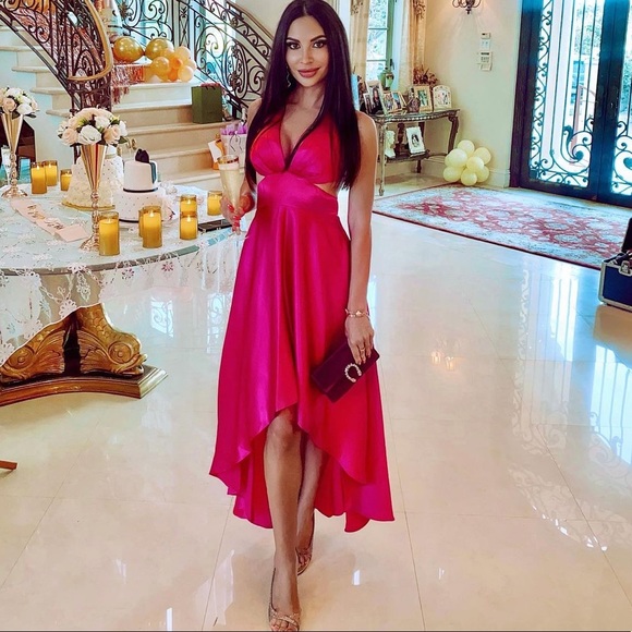 Aidan by Aidan Mattox Satin Cutout High-Low Gown - Picture 8 of 8